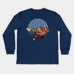 Minotaur Running Kids Long Sleeve T-Shirt